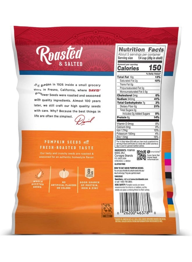 DAVID Seeds DAVID Roasted and Salted Pumpkin Seeds - 5 oz - Image 2